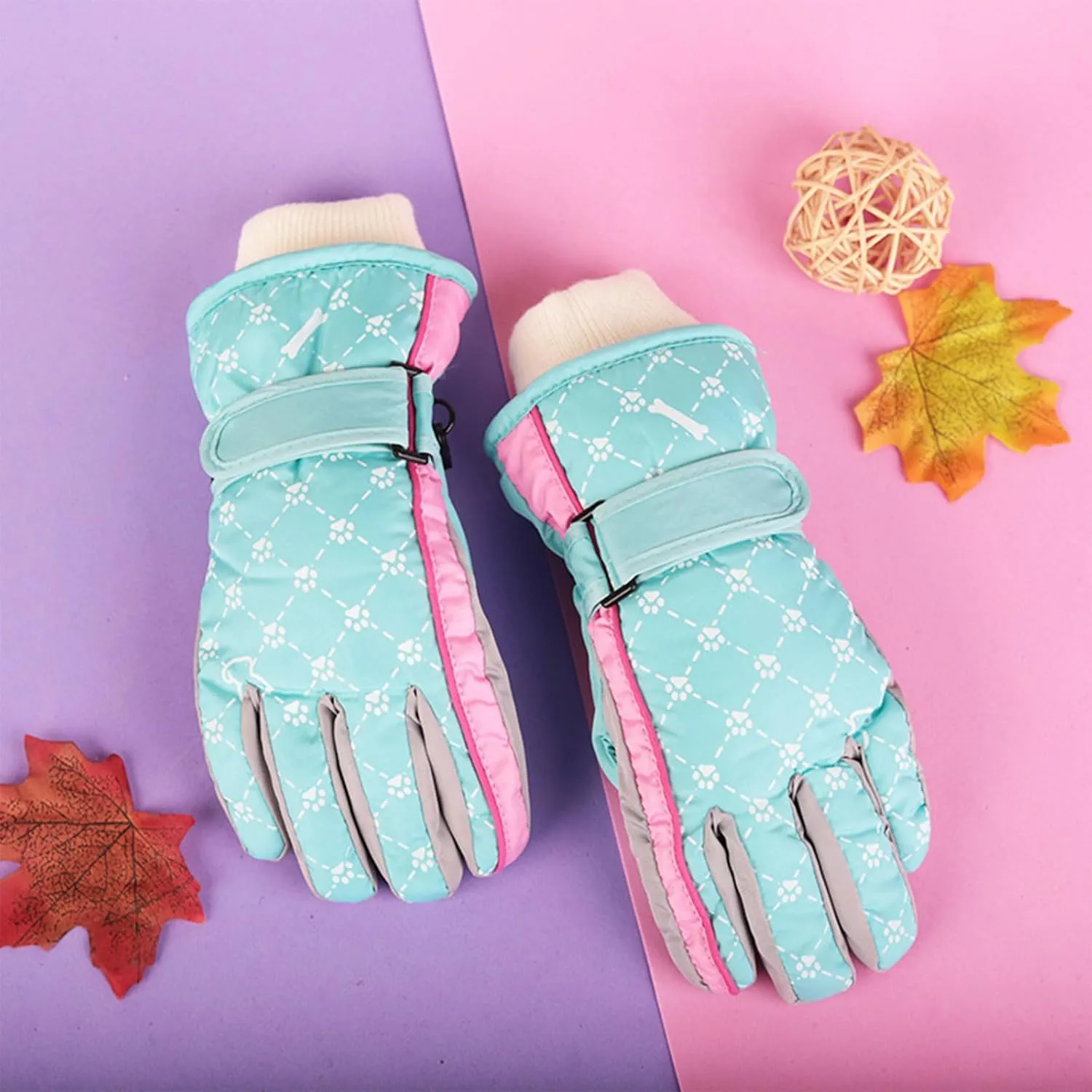 Kids Ski Gloves Children Winter Snow Mittens Boys Girls Outdoor Travel Sports Riding Thermal Gloves for 5-8 Years Kids