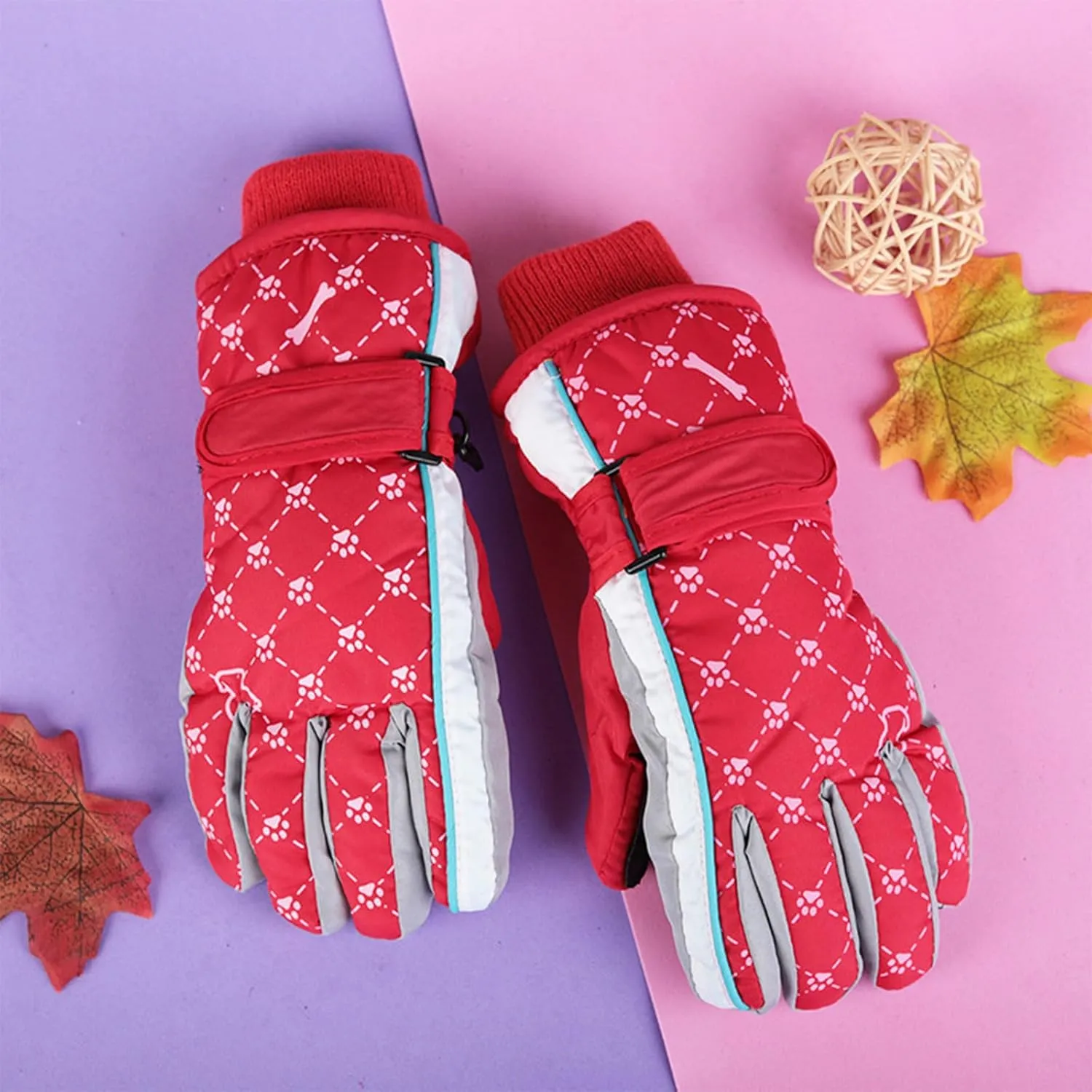 Kids Ski Gloves Children Winter Snow Mittens Boys Girls Outdoor Travel Sports Riding Thermal Gloves for 5-8 Years Kids