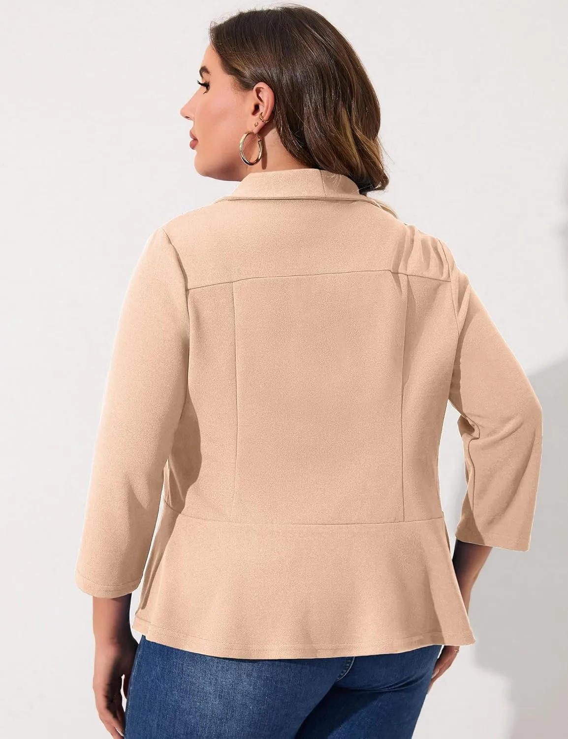 KOJOOIN Women Plus Size Casual Blazer Open Front Long Sleeve Work Office Cardigan Jackets