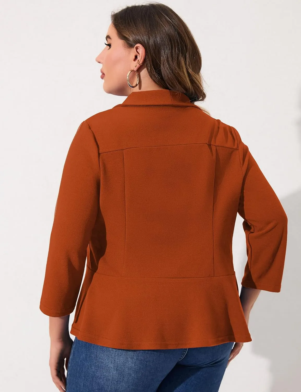 KOJOOIN Women Plus Size Casual Blazer Open Front Long Sleeve Work Office Cardigan Jackets