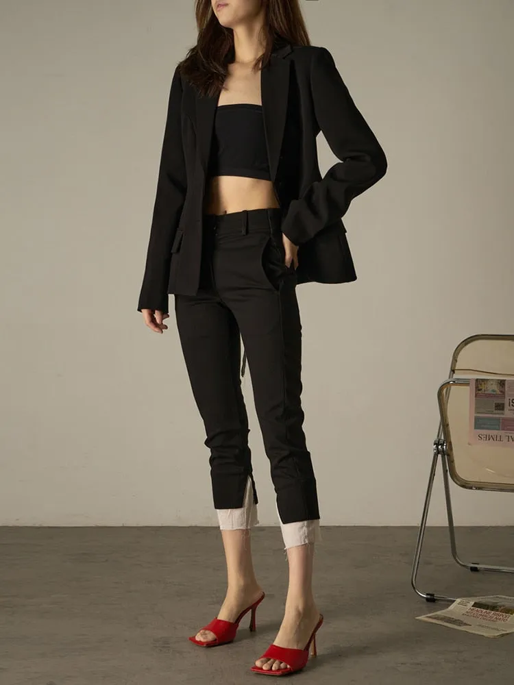 Lace Cut Out Black Blazer