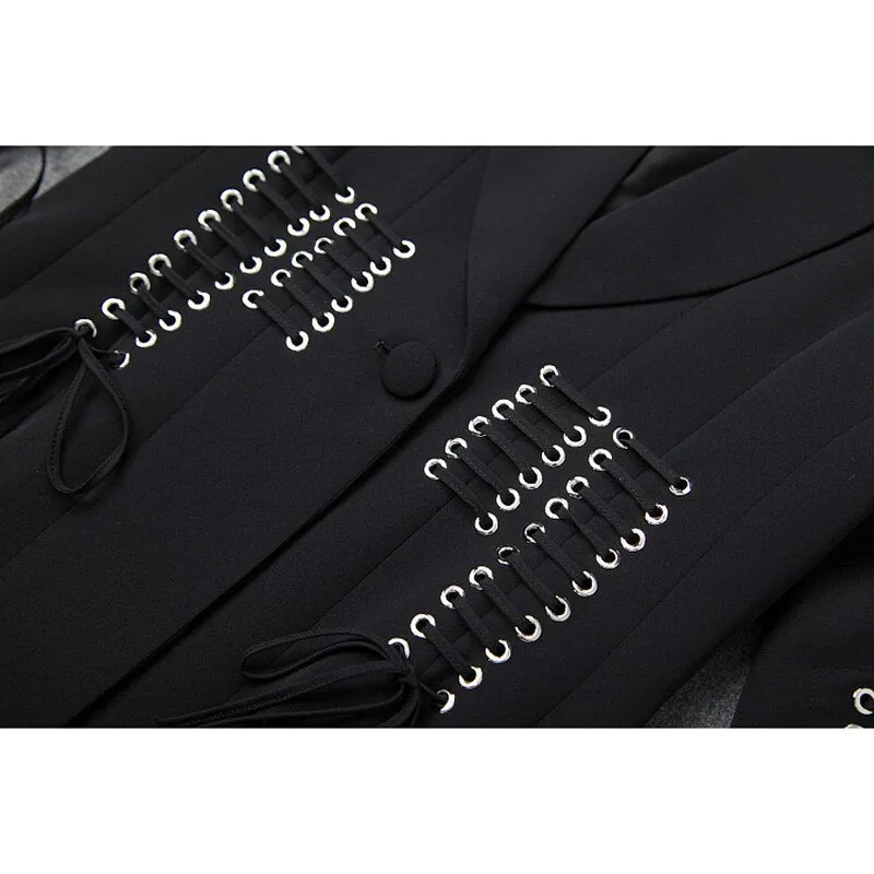 Lacing Up Rope Split Blazer Jacket