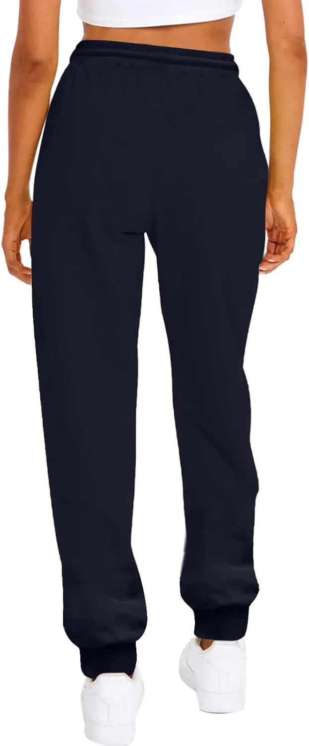 Ladies Solid Color Drawstring Elastic Waist Casual Loose Foot Fleece Sweatpants Pant Suits for Women Plaid Pants Casual