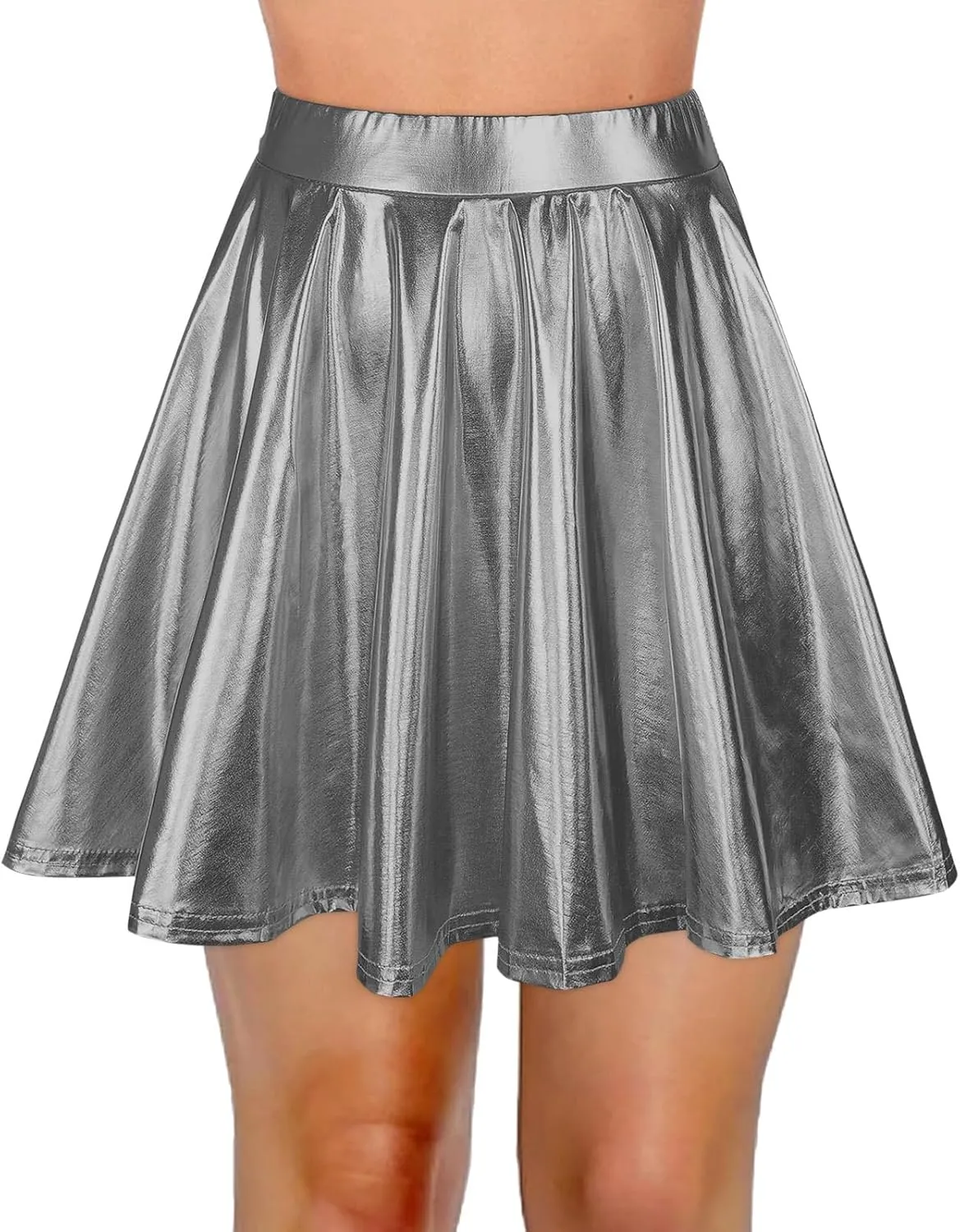 Leather Short Skirt Perform Elegant Stage Pleated with Belt Skater Skirt Sexy Elastic Solid Cute Skirts 2025 Festival
