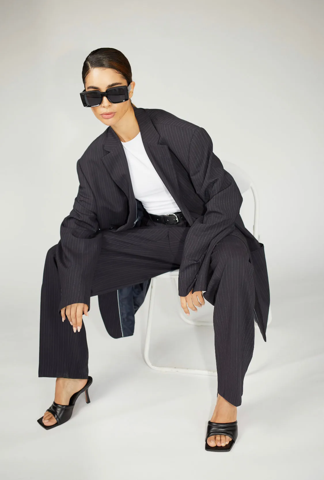 Libra Pinstripe Oversized Blazer