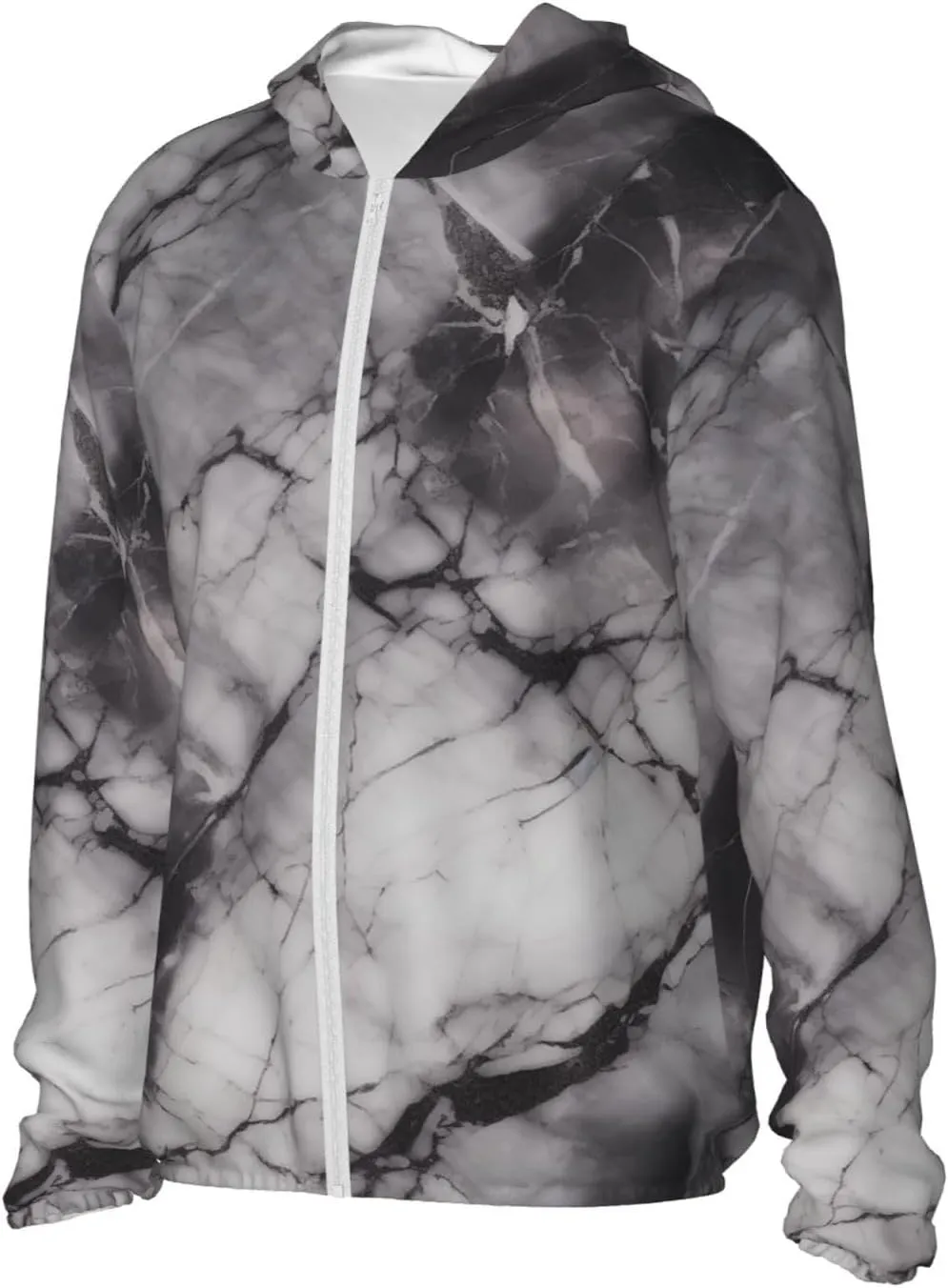 Light Black Marble Unisex Sun Protection Hoodie Upf 50 Long Sleeve Sun Shirt Breathable Hoodie Jacket