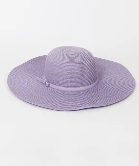 Lilac Wide Brim Floppy Hat with Faux Leather Belt