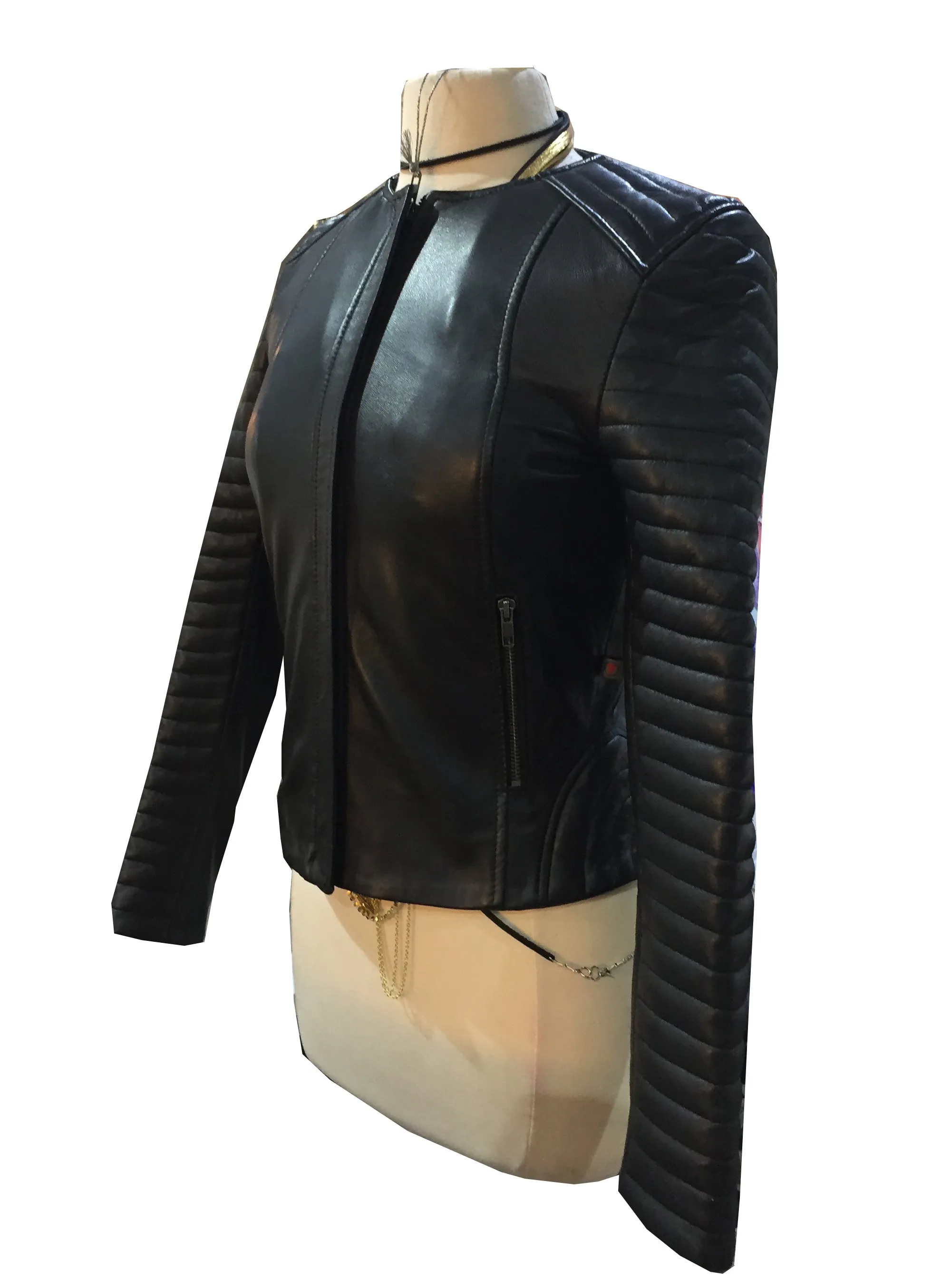 Limited Edition hand painted skull women leather jacket at back