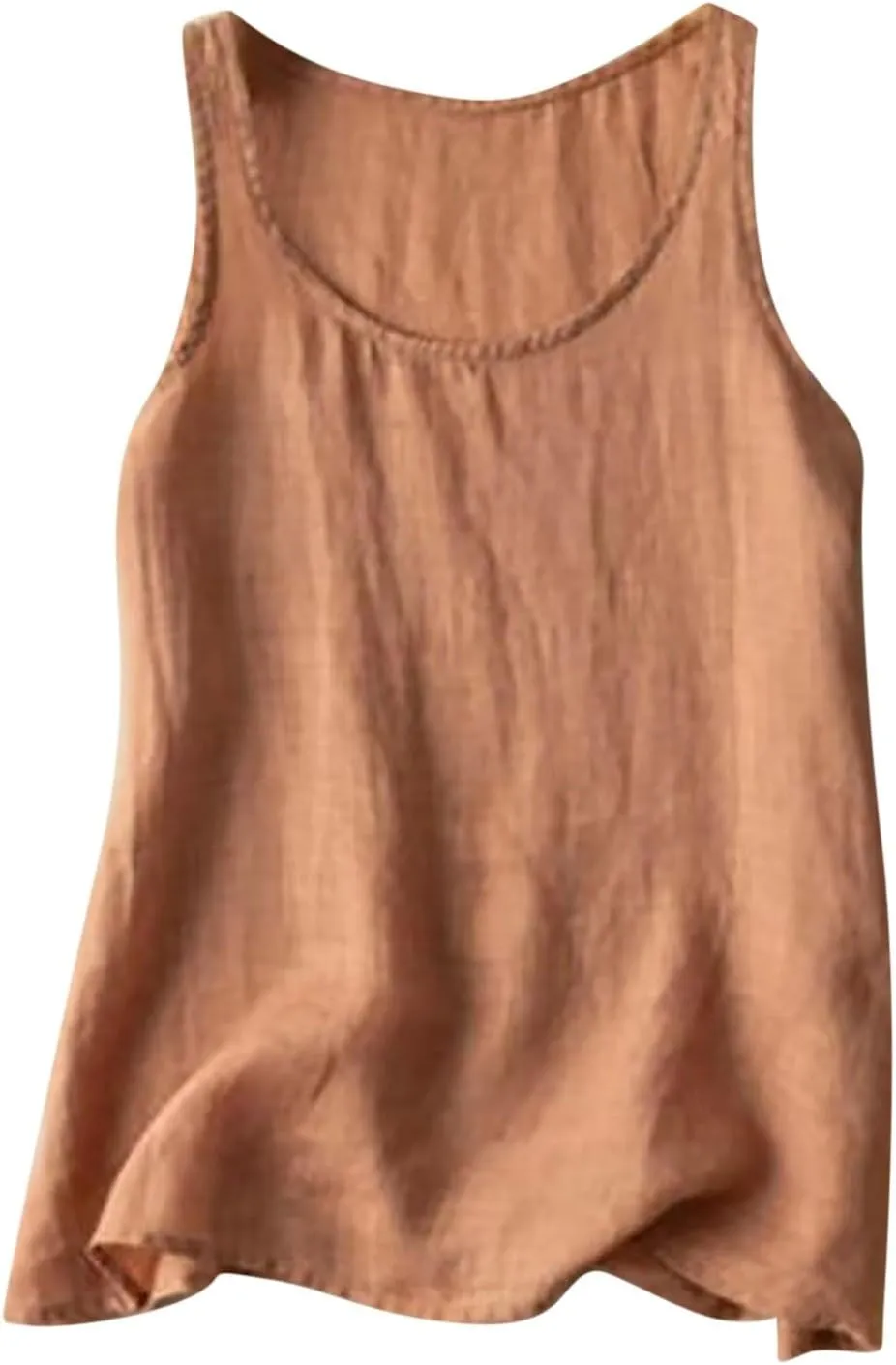 Linen Tank Tops for Women Sleeveless Summer Tee Shirts Loose Fit Crewneck Casual Flowy Vintage Blouses Tunic Tops