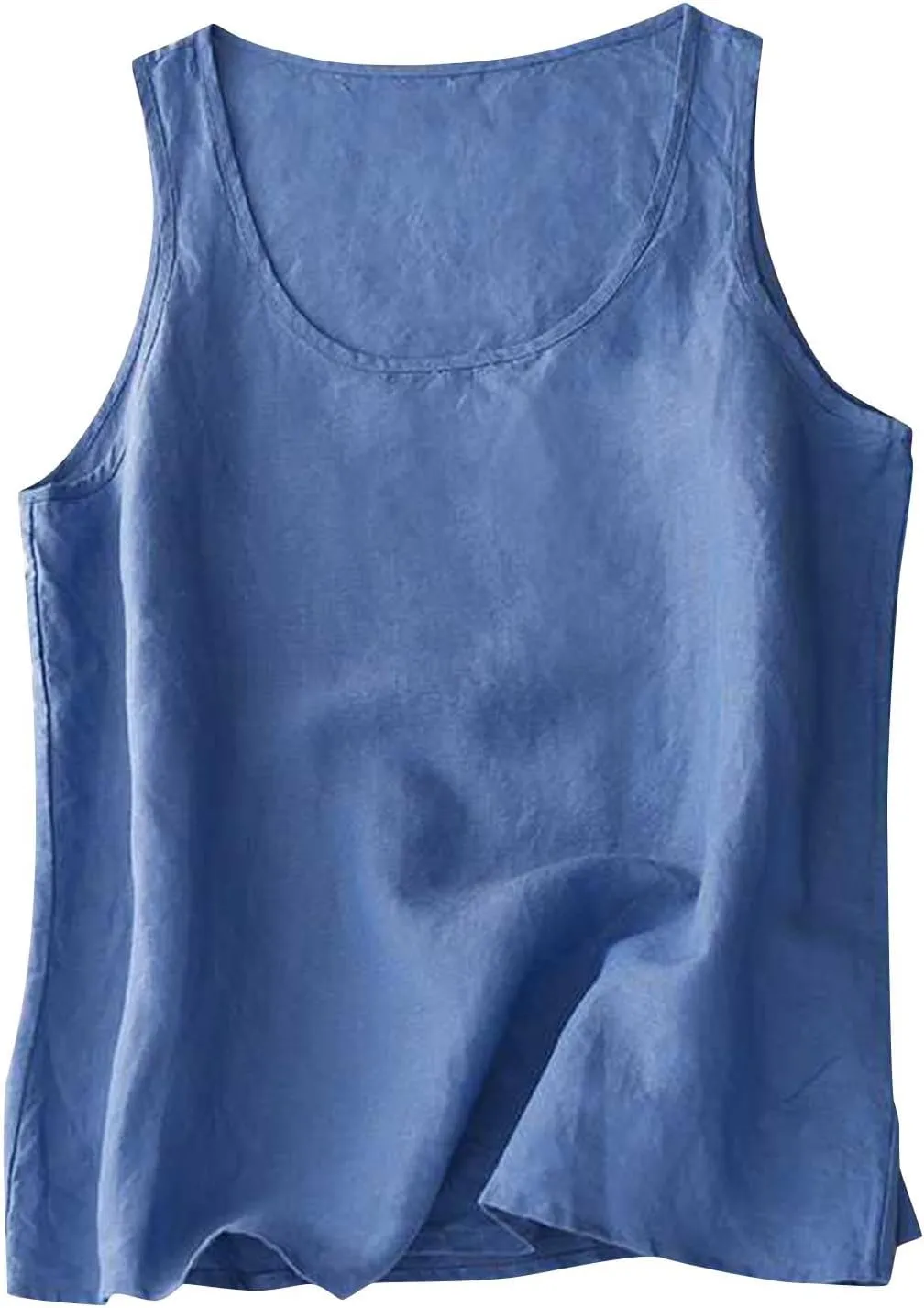 Linen Tank Tops for Women Sleeveless Summer Tee Shirts Loose Fit Crewneck Casual Flowy Vintage Blouses Tunic Tops
