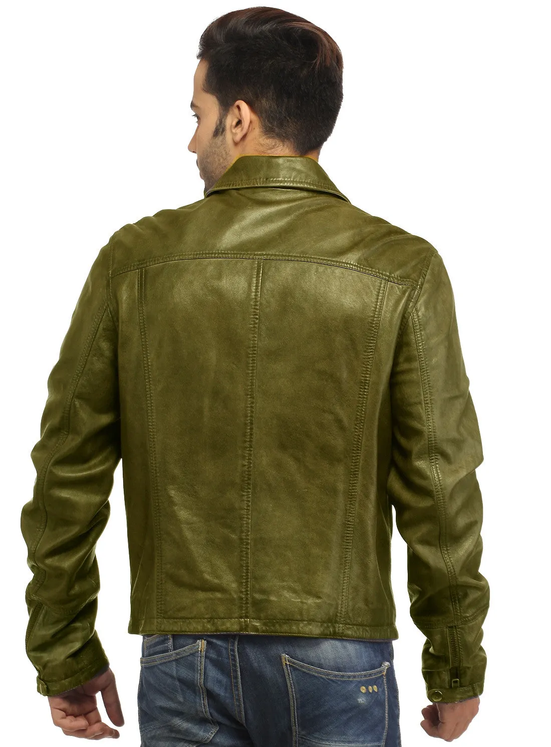 Men Leather Hand Padded Lamb Vintage MotorCycle Biker Jacket