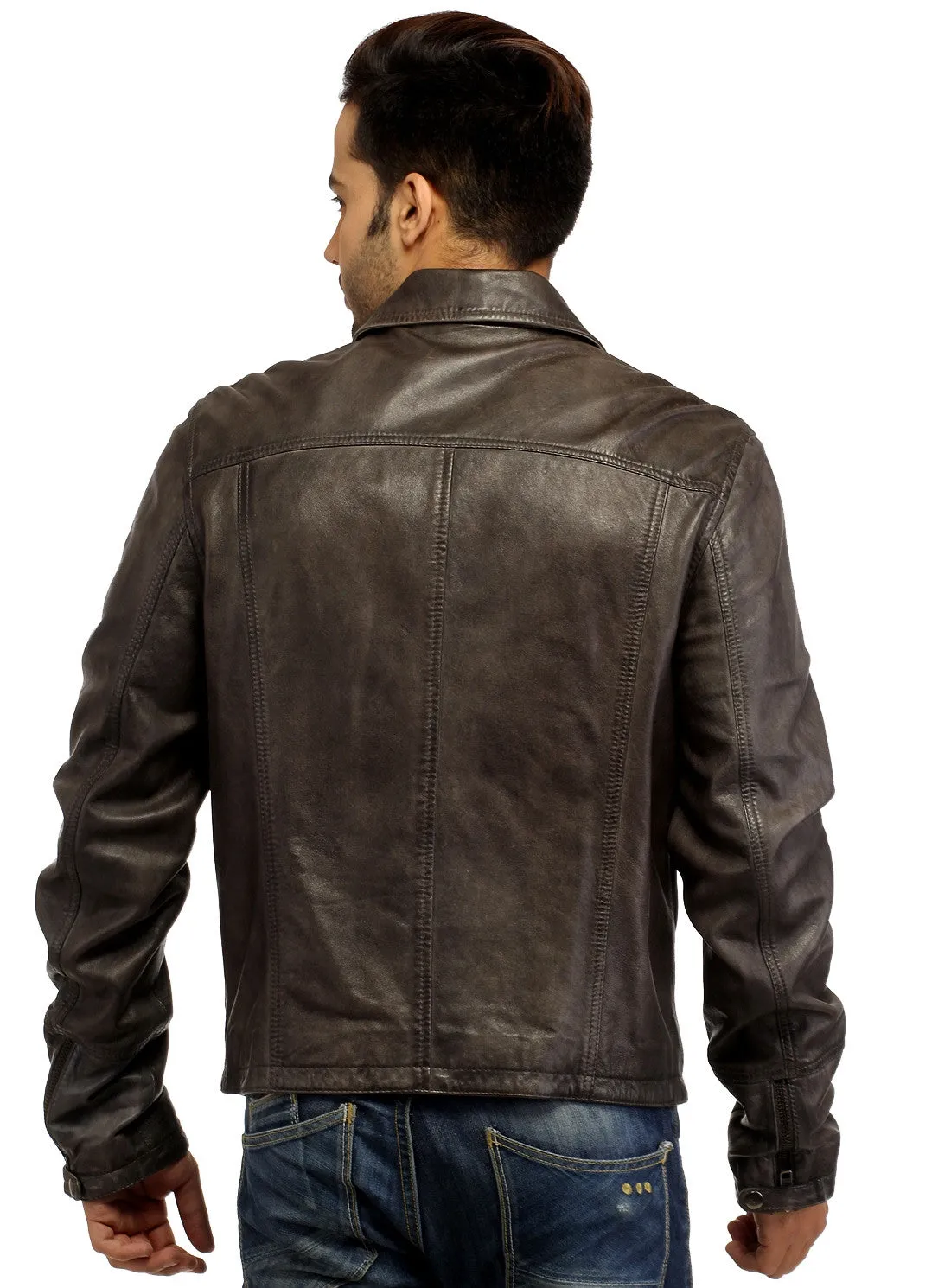 Men Leather Hand Padded Lamb Vintage MotorCycle Biker Jacket