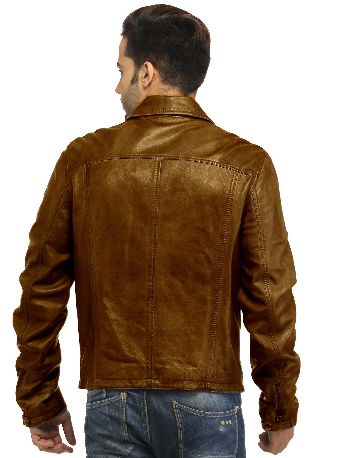 Men Leather Hand Padded Lamb Vintage MotorCycle Biker Jacket