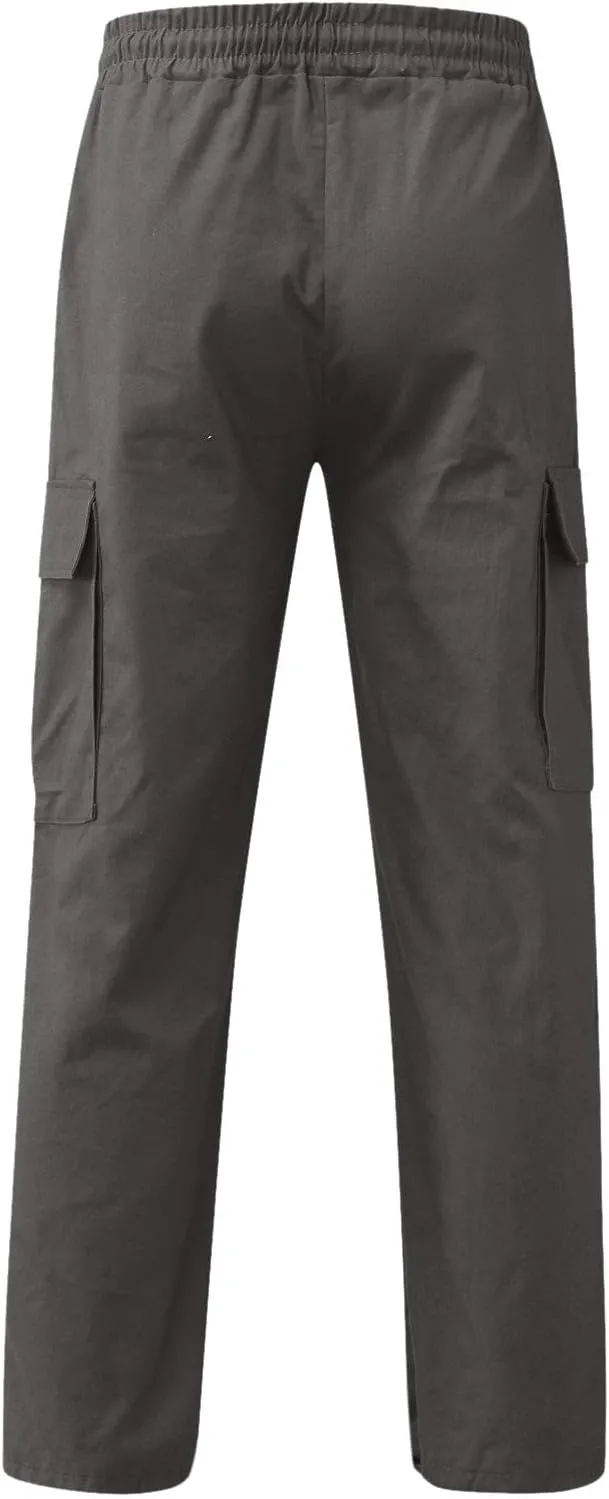 Mens Casual Joggers Pants Elastic Waist Drawstring Straight Leg Sweatpants Lightweight Casual Trousers with Pockets