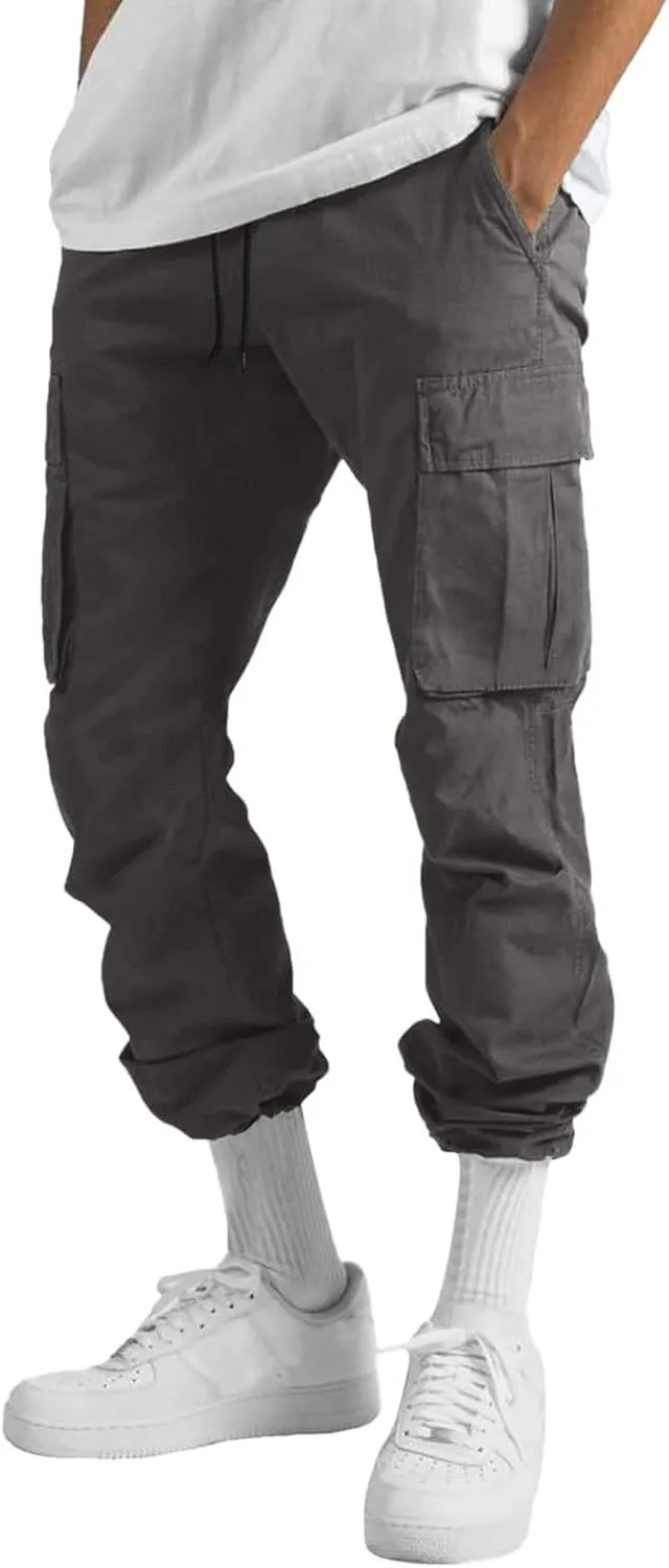 Mens Casual Joggers Pants Elastic Waist Drawstring Straight Leg Sweatpants Lightweight Casual Trousers with Pockets