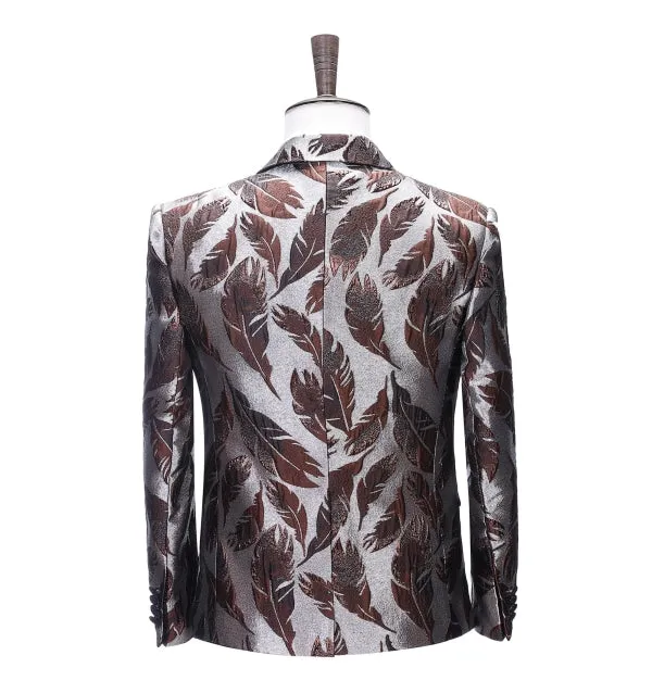 Men's Casual Patterned Peak Lapel Blazer