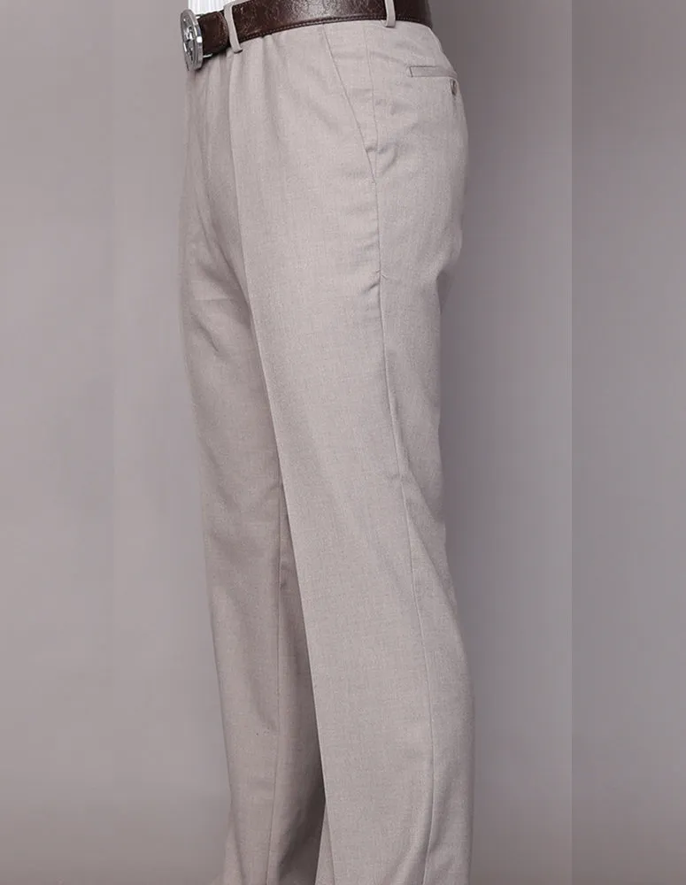 Men's Flat Front Dress Pants 100% Fine Italian Wood Modern Fit | Tan | PA-200B