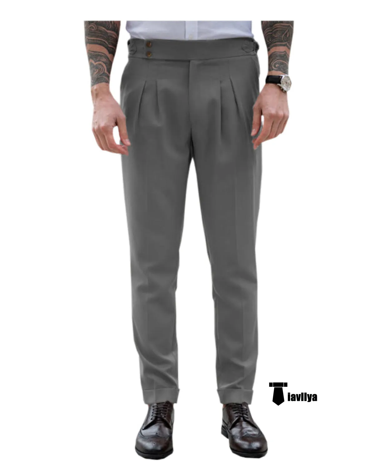 Men's Formal Pants Pleated Front Regular Fit Trousers