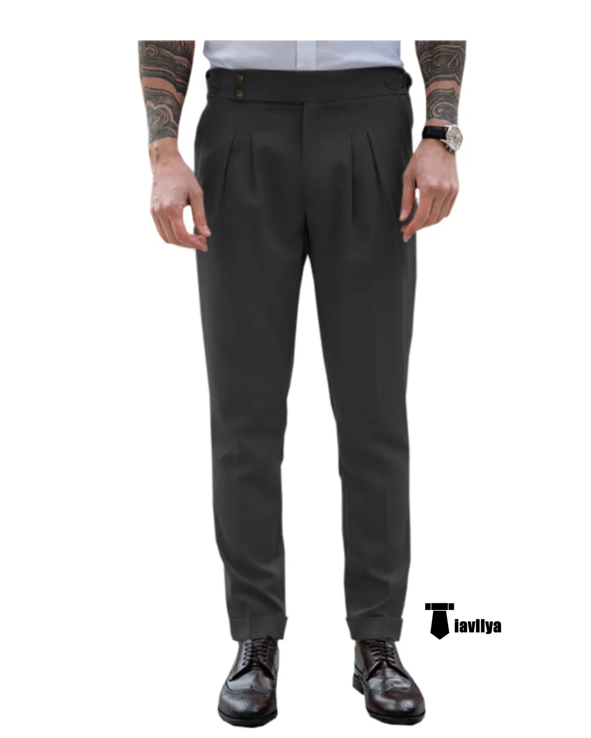 Men's Formal Pants Pleated Front Regular Fit Trousers