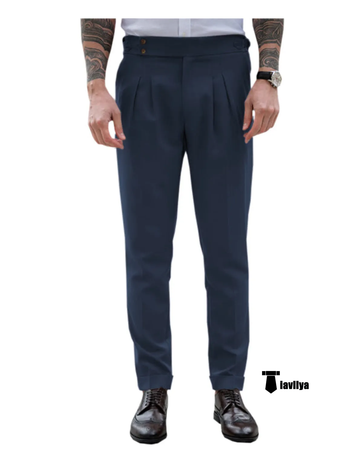 Men's Formal Pants Pleated Front Regular Fit Trousers