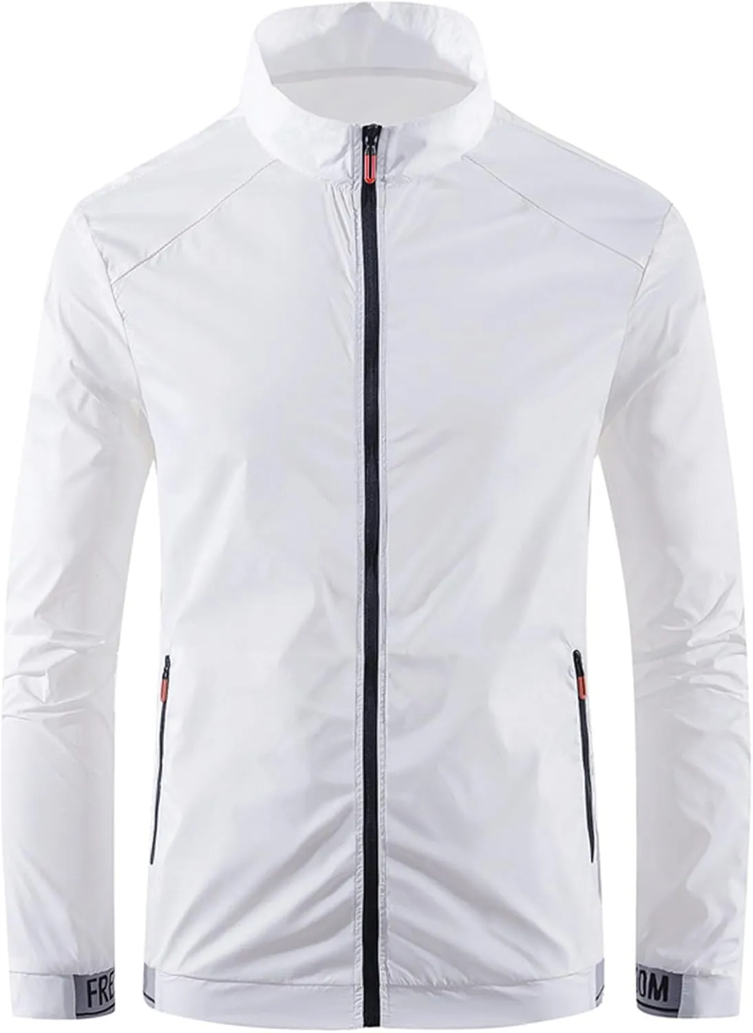 Men's Lightweight Windbreaker Breathable Waterproof Hooded Rain Jacket Zip Sun Protection Hoodie Jackets Outdoor Coats