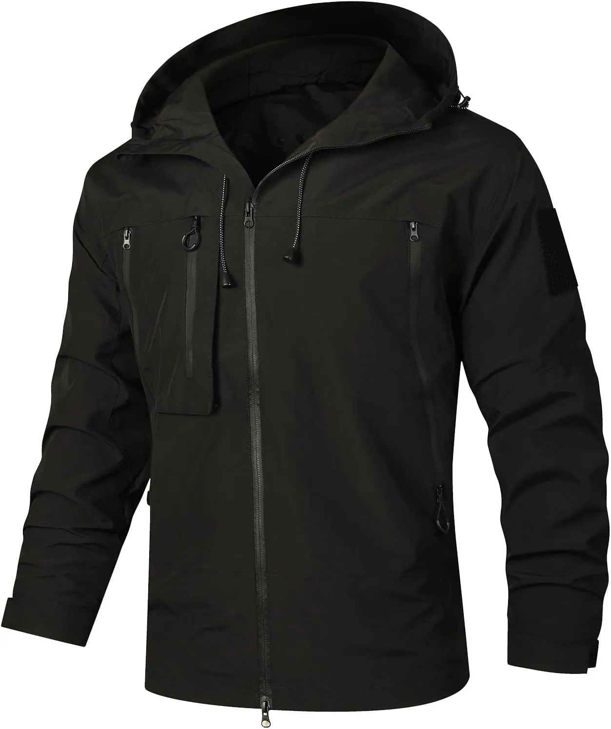 Men's Outdoor Waterproof Soft Shell Hooded Military Tactical Jacket Mountaineering Riding Windproof Work Coat Outwear