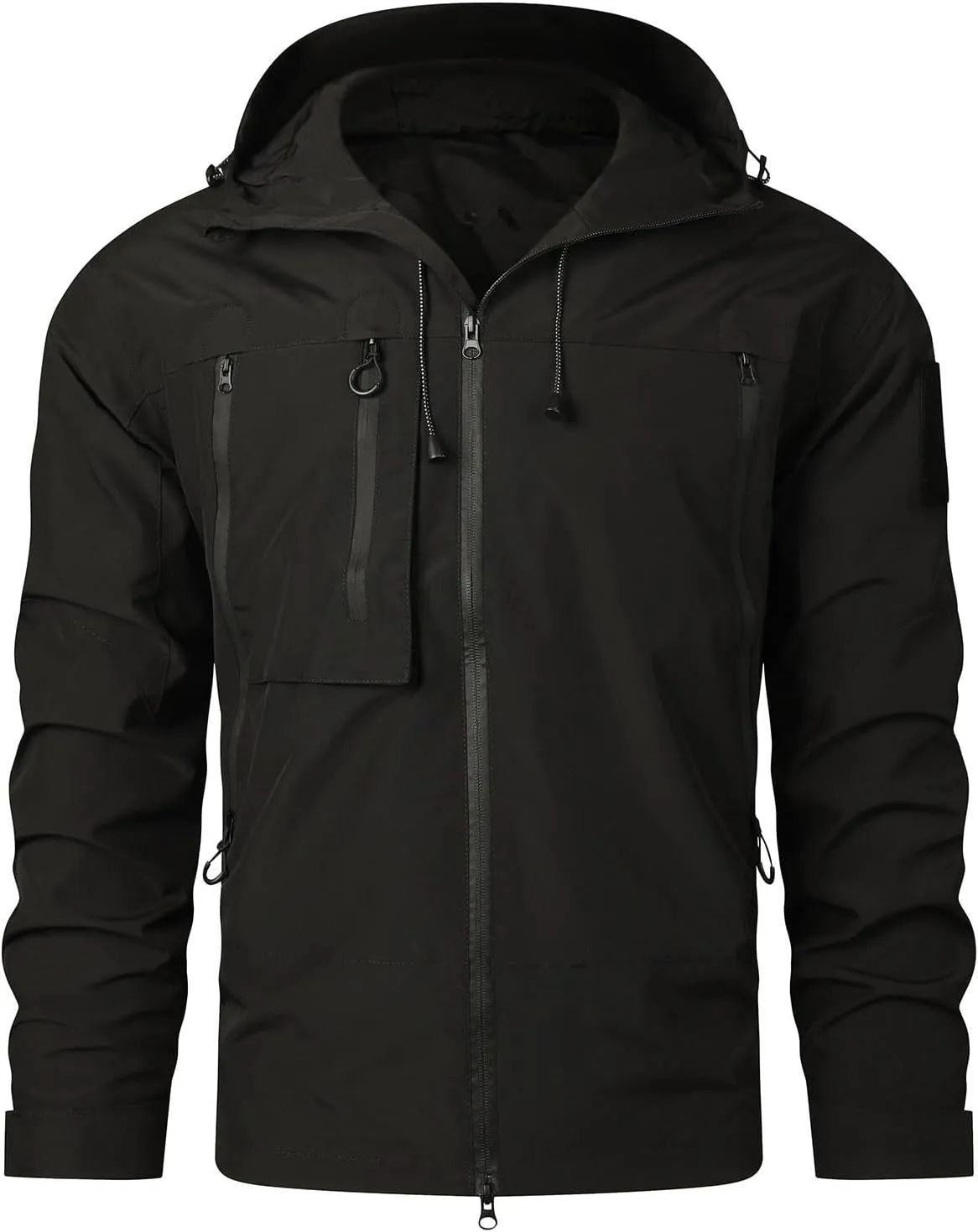 Men's Outdoor Waterproof Soft Shell Hooded Military Tactical Jacket Mountaineering Riding Windproof Work Coat Outwear