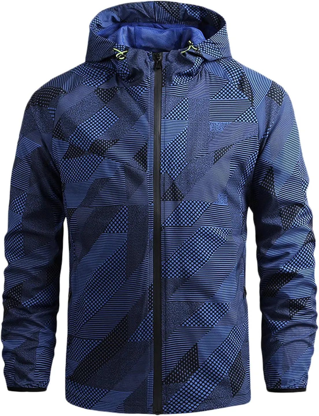 Men's Rain Jacket Soft Shell Waterproof Lightweight Packable Rain Shell Raincoat with Hood for Golf Hiking Travel