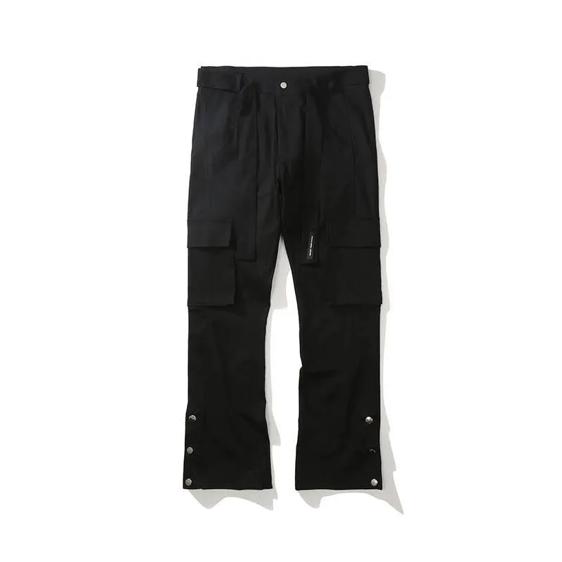 Men's Sashes Multi-Pockets Ankle Length Pants