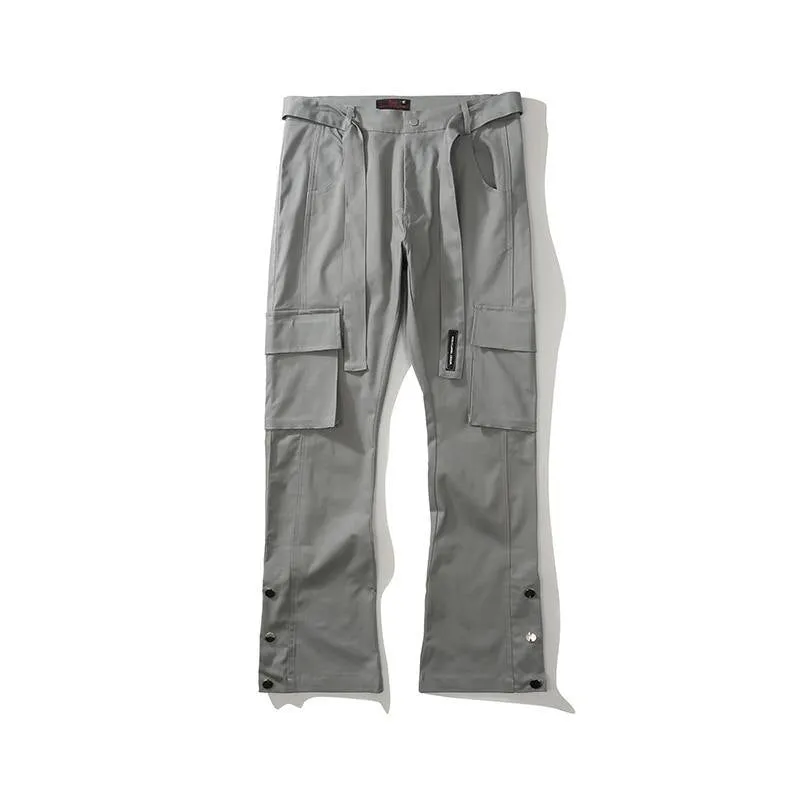 Men's Sashes Multi-Pockets Ankle Length Pants