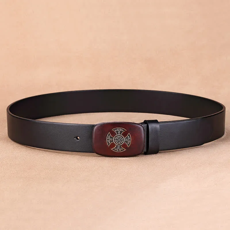 Men's Viking Celtic Knot Cross Leather Belt