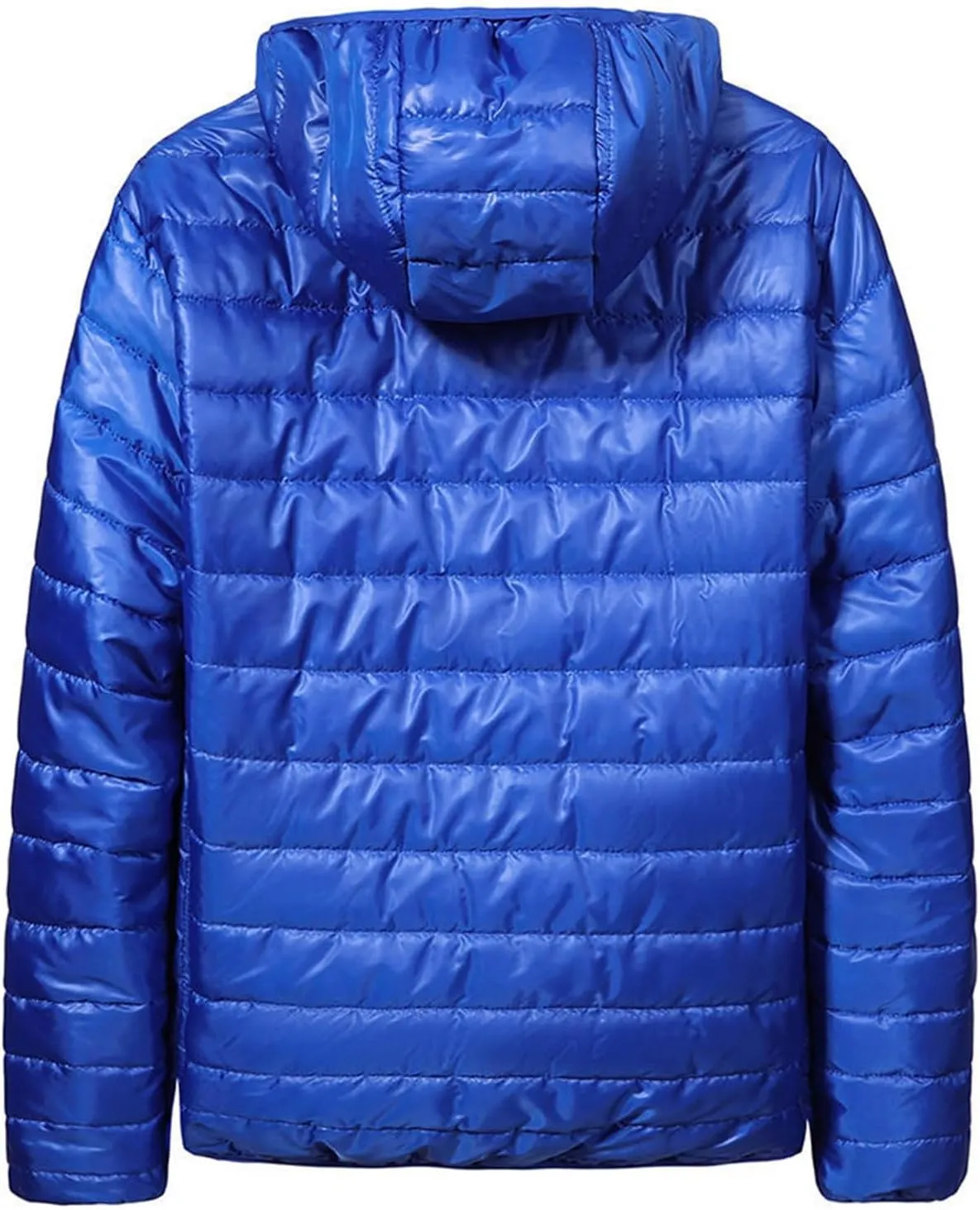 Men's Winter Jacket Light Quilted Puffer Jacket Fashion American Flag Print Jackets Water-Resistant Hooded Down Coat