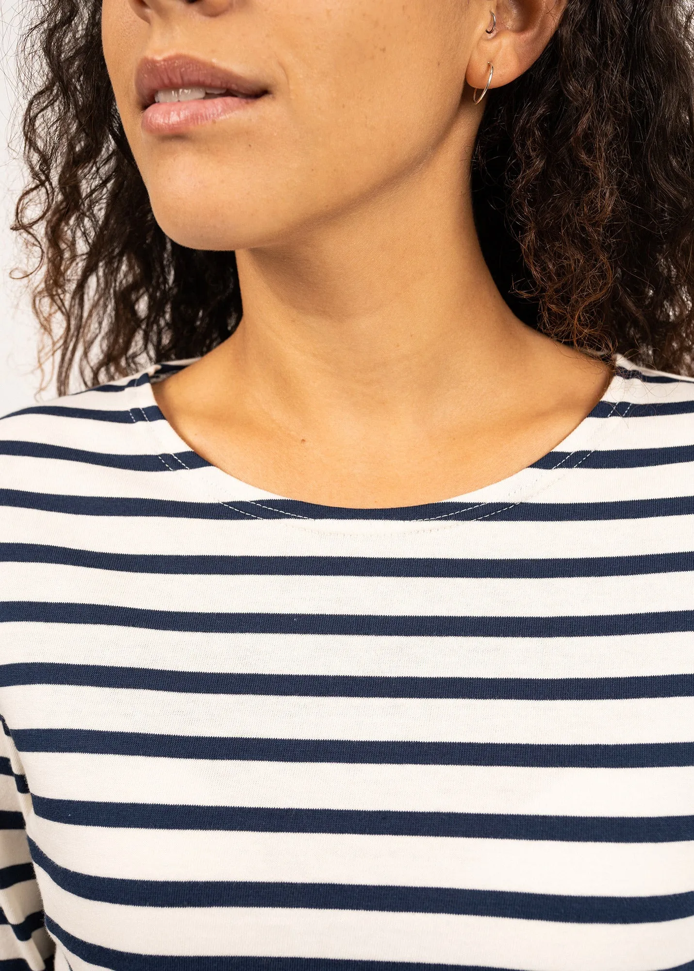 Minquidame striped sailor shirt - regular fit, in light cotton (ECRU/MARINE)