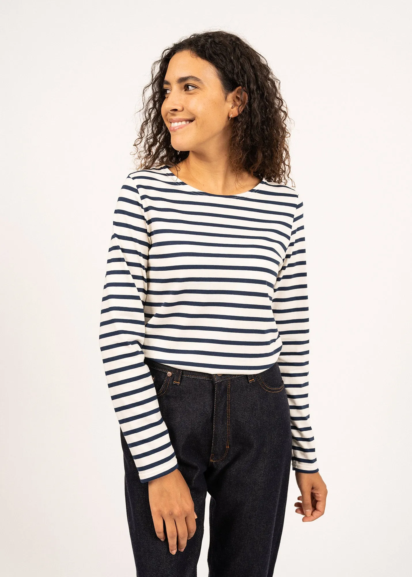 Minquidame striped sailor shirt - regular fit, in light cotton (ECRU/MARINE)