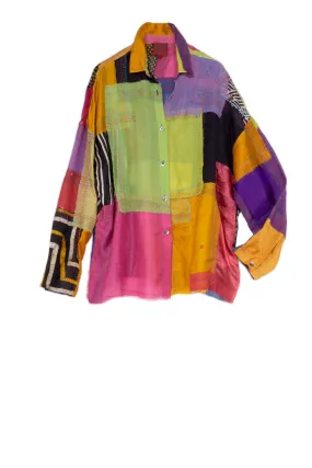 MOSAIC TILE PATCH KANTHA CAMP SHIRT - mt1525-mlt -