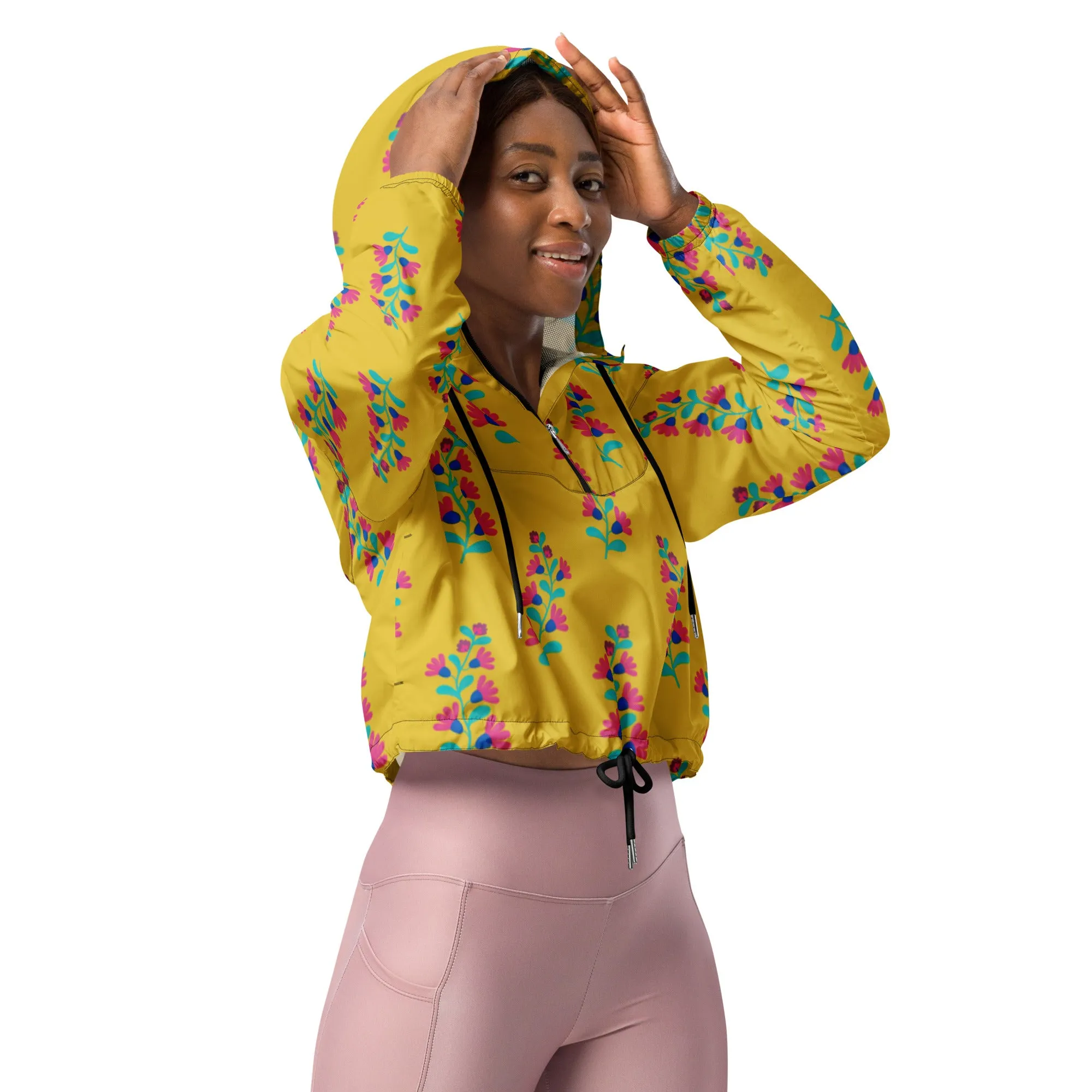 Mustard Folk Floral cropped windbreaker