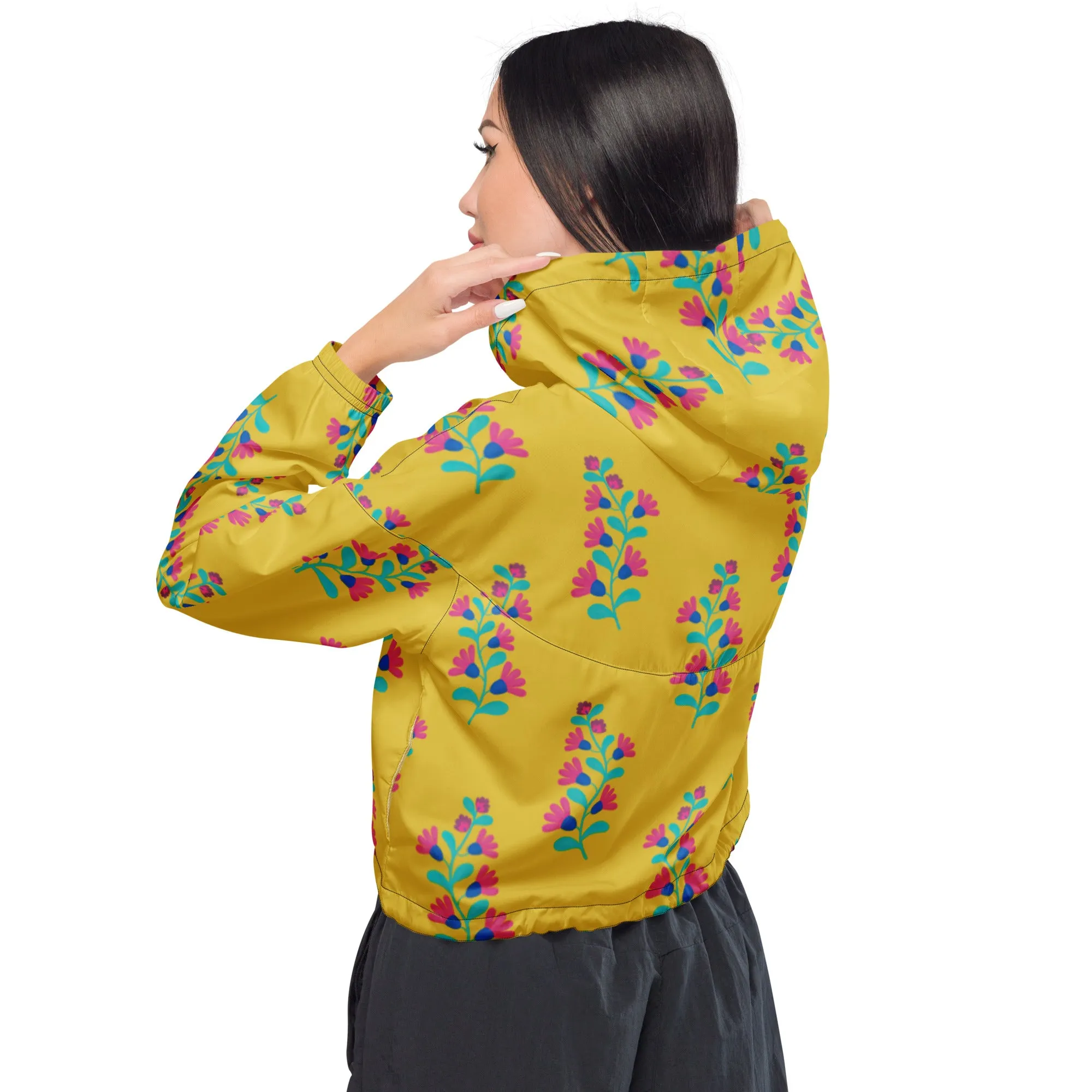 Mustard Folk Floral cropped windbreaker