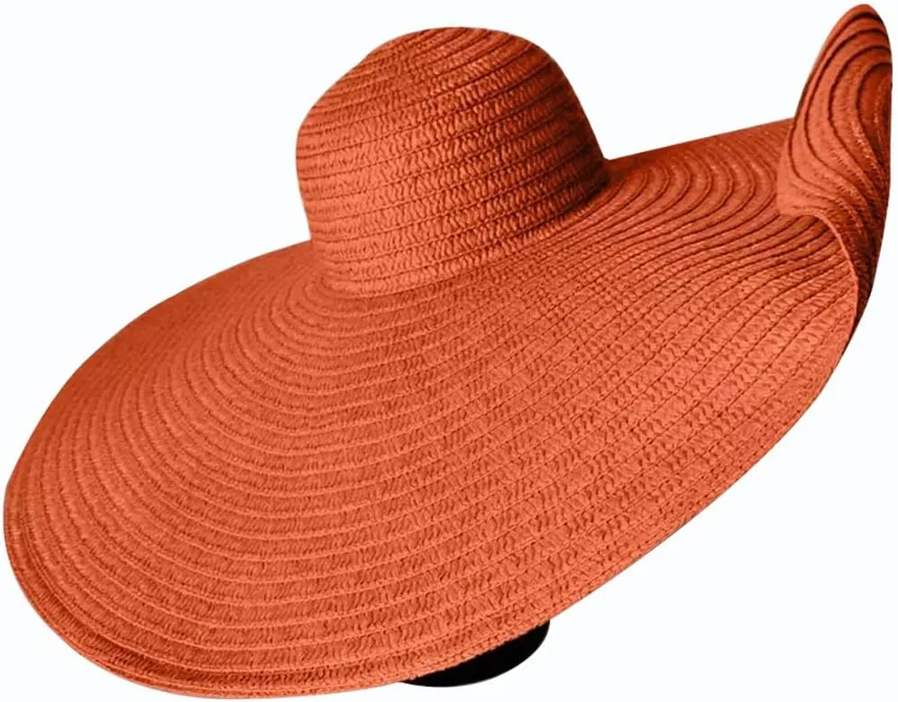 Oversized Beach Straw Hats for Women Extra Large Wide Brim Beach Hat Foldable Roll up Floppy Sun Hat