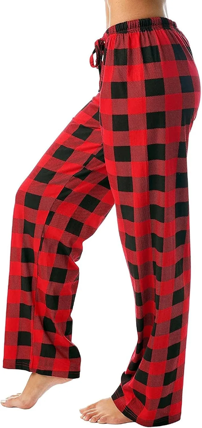 Pajamas Pants for Women 2024 Plaid Pants Soft Comfy Stretchy Drawstring Christmas Sleep Botton Pants