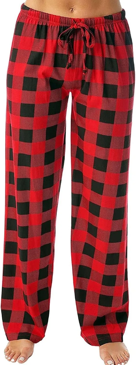 Pajamas Pants for Women 2024 Plaid Pants Soft Comfy Stretchy Drawstring Christmas Sleep Botton Pants