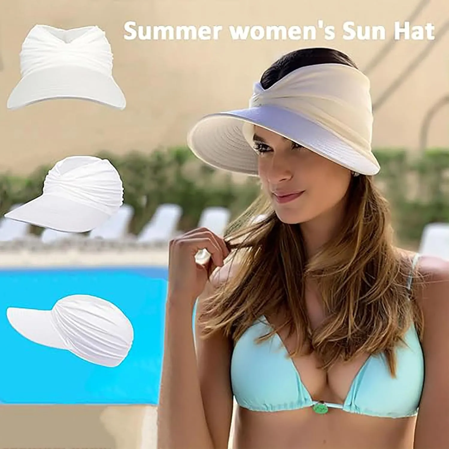 Peshoriadm Summer Women's Sun Hat, Wide Brim Breathable Empty Elastic Top Ponytail Sun Beach Hats Golf Sports Hiking