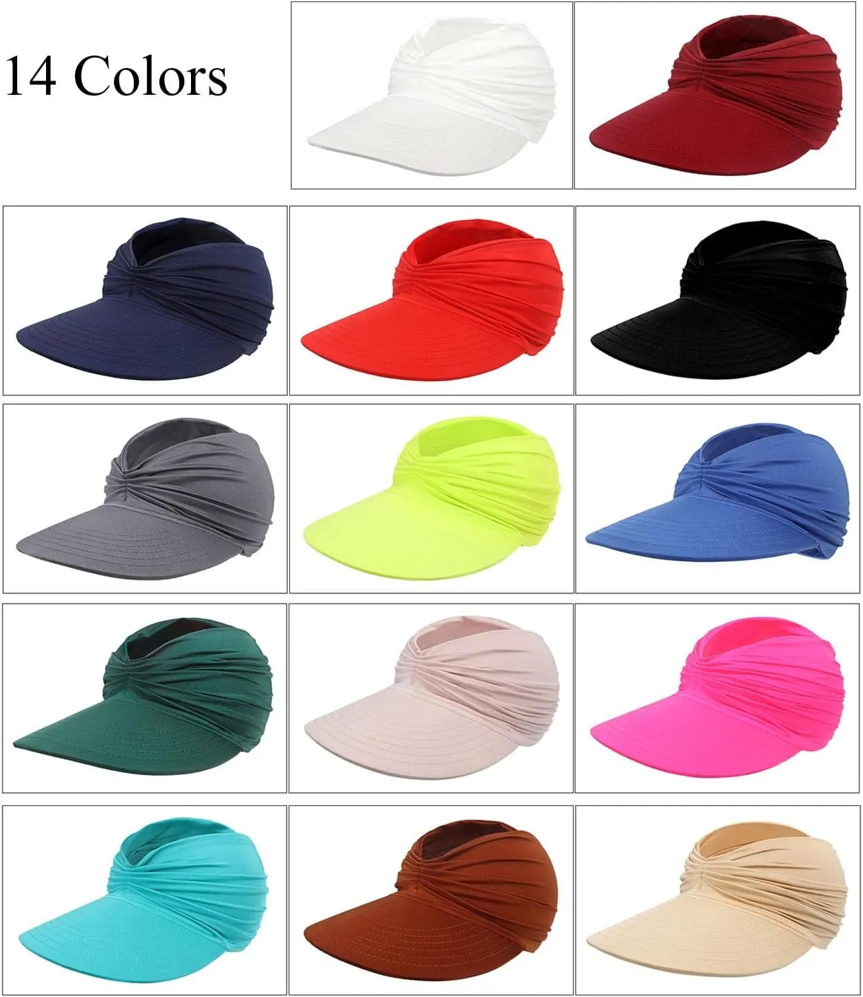 Peshoriadm Sun Hats, 2025 New Wide Brim Breathable Empty Elastic Top Ponytail Sun Beach Hats for Women
