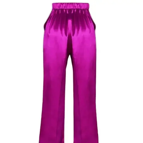 Plus Size Waistband Wide Leg Satin Pants