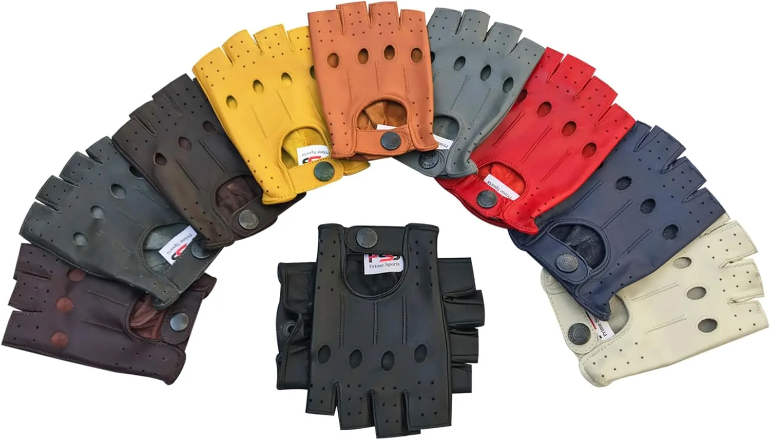 Prime Finger Less Driving Gloves Soft Cow Napa Leather Weight Lifting Gloves 309 (Light-Grey, M)