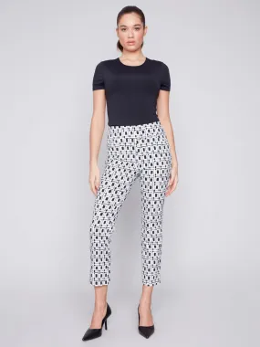 Printed Capri Pants with Hem Slit