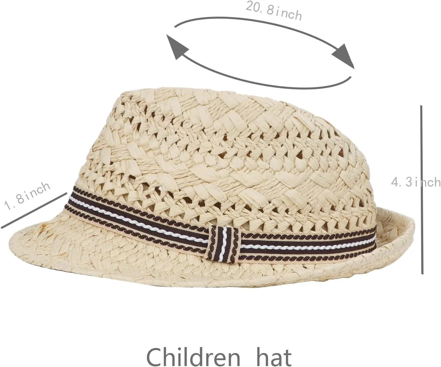 PURFUN Kids Short Brim Fedora Hat Girls Boys Jazz Trilby Hat Anti-UV UPF 50 Travel Beach Panama Hat Straw Hats for 2-6 Yrs