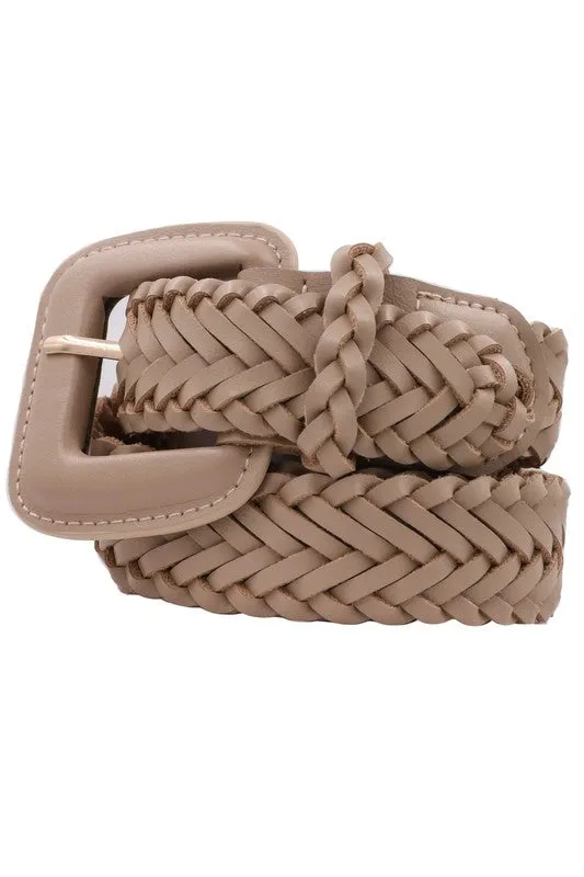 Rectangle Cover Buckle Braid Strap Belt