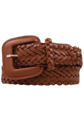 Rectangle Cover Buckle Braid Strap Belt