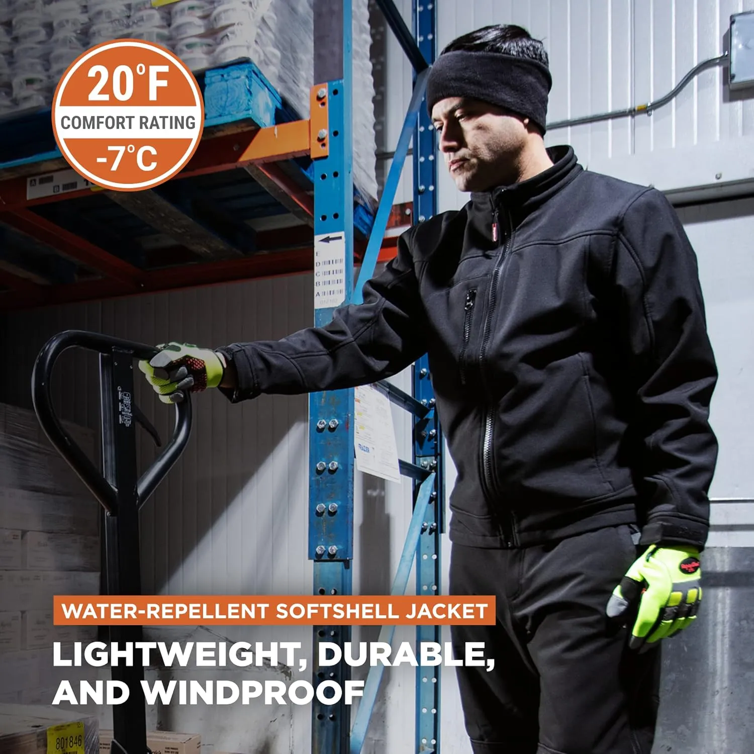 RefrigiWear Water-Resistant Insulated Softshell Jacket with Soft Micro-Fleece Lining
