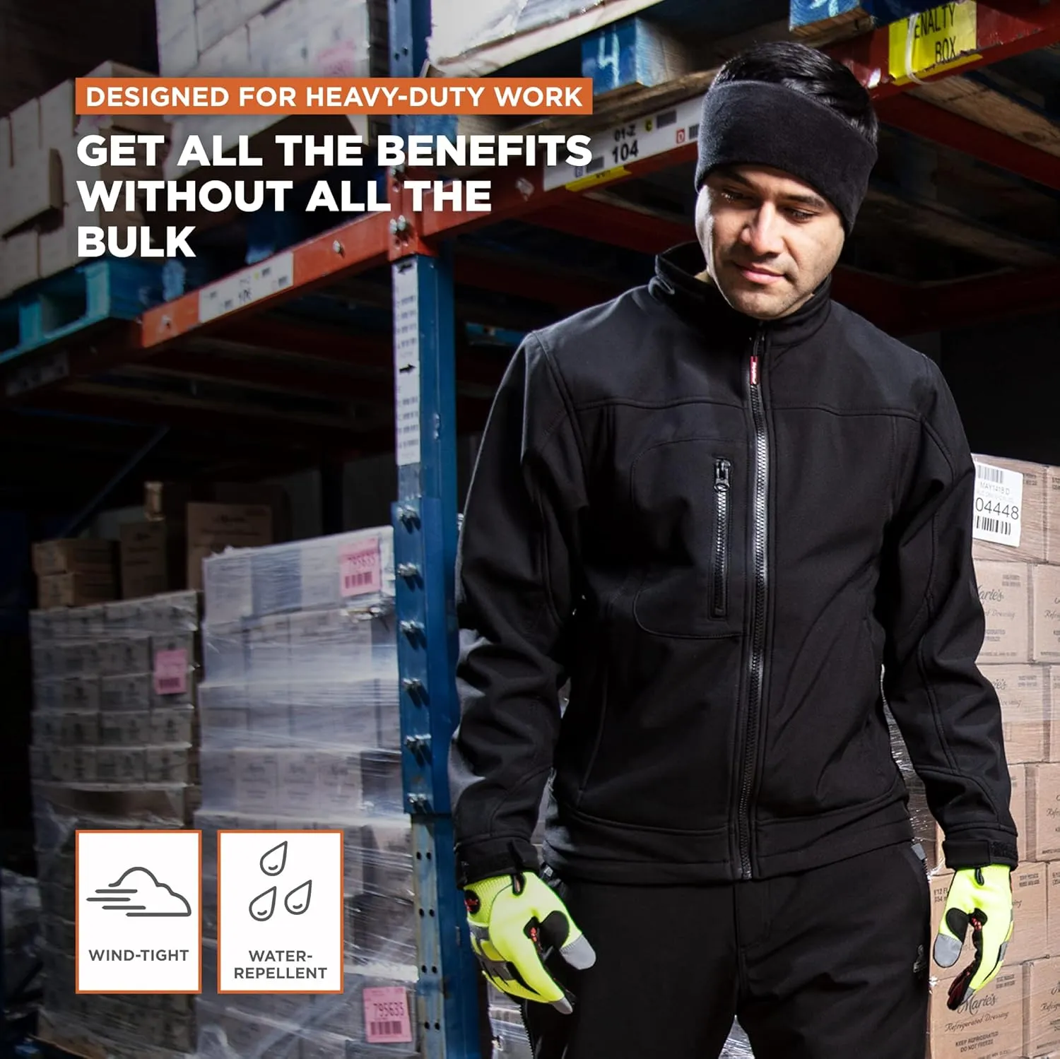 RefrigiWear Water-Resistant Insulated Softshell Jacket with Soft Micro-Fleece Lining